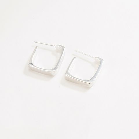 Korean 925 Sterling Silver Minimalist Irregular Geometric Square Earrings Trend
