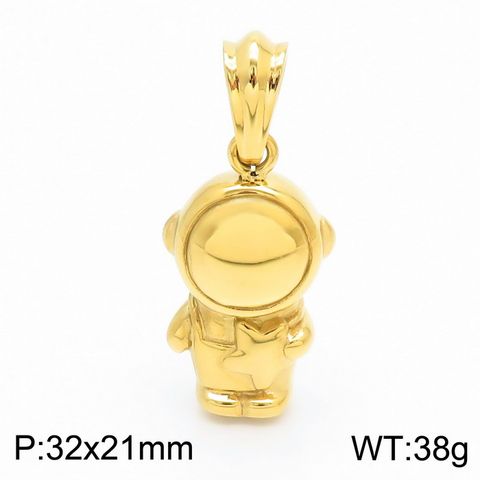 Casual Streetwear Astronaut Titanium Steel Plating 18k Gold Plated Charms Necklace