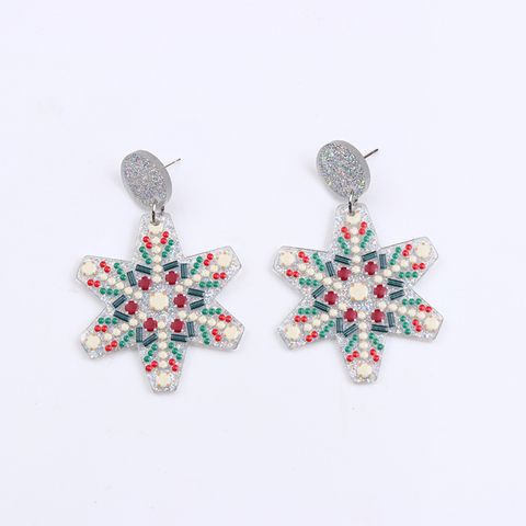 Wholesale Jewelry Simple Style Bow Knot Arylic Printing Drop Earrings