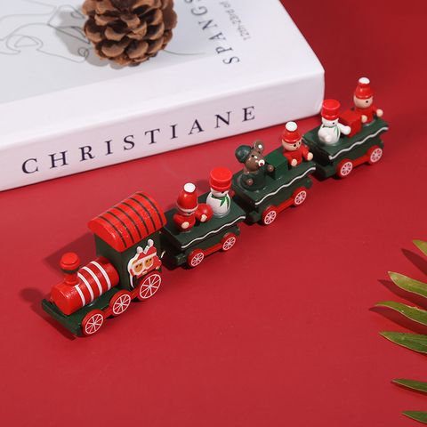 Christmas Cute Train Wood Party Decorative Props