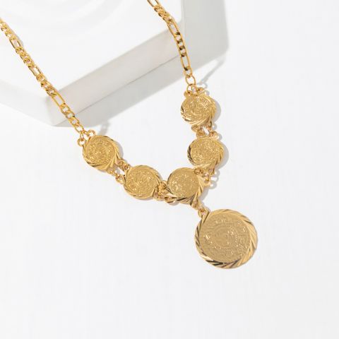 Estilo Simple Moneda Cobre Enchapado Chapado En Oro De 18 Quilates. Collar Colgante