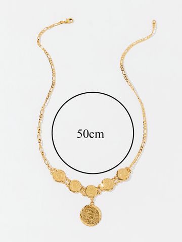 Simple Style Coin Copper Plating 18k Gold Plated Pendant Necklace