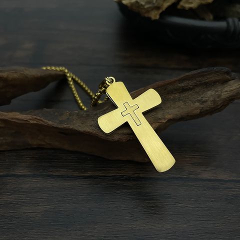 Vintage Style Cross 304 Stainless Steel No Inlay Men'S Pendant Necklace