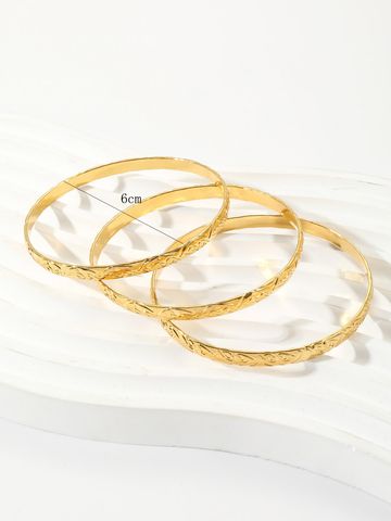 Simple Style Argyle Copper Gold Plated Silver Plated Bangle In Bulk