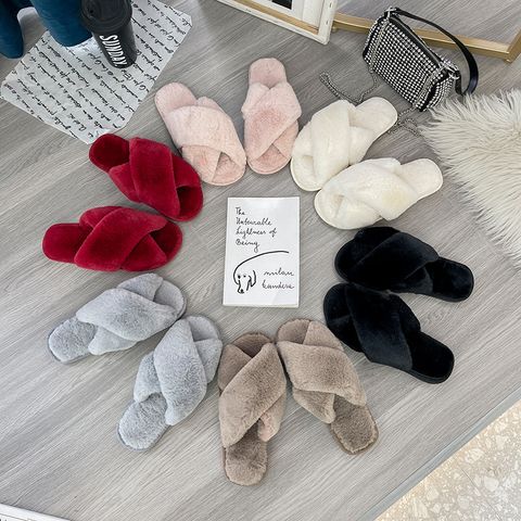 Women's Casual Solid Color Open Toe Cotton Slippers
