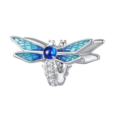 Casual Wings Dragonfly Sterling Silver Inlay Glass Zircon Jewelry Accessories