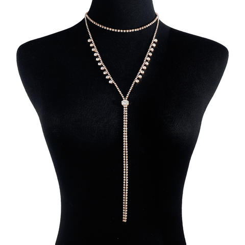 Sexy Modern Style Simple Style Tassel Rhinestone Women's Long Necklace