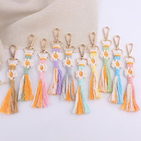 Cute Sweet Tassel Floral Cotton Knitting Women's Bag Pendant Keychain
