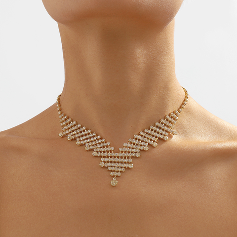 Modern Style Simple Style Tassel Rhinestone Women's Necklace