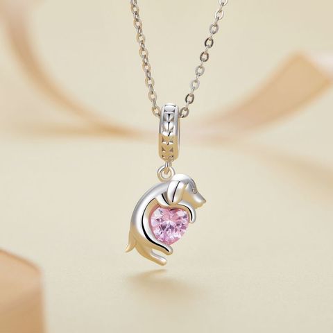 Casual Heart Shape Solid Color Sterling Silver Inlay Zircon Jewelry Accessories