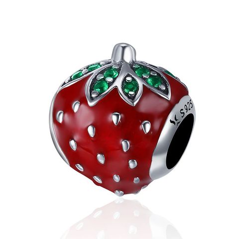 Casual Apple Strawberry Pineapple Sterling Silver Inlay Zircon Jewelry Accessories