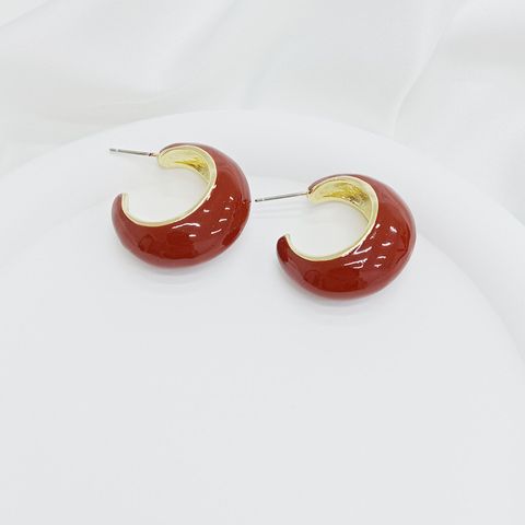 1 Pair Simple Style Solid Color Enamel Alloy Ear Studs