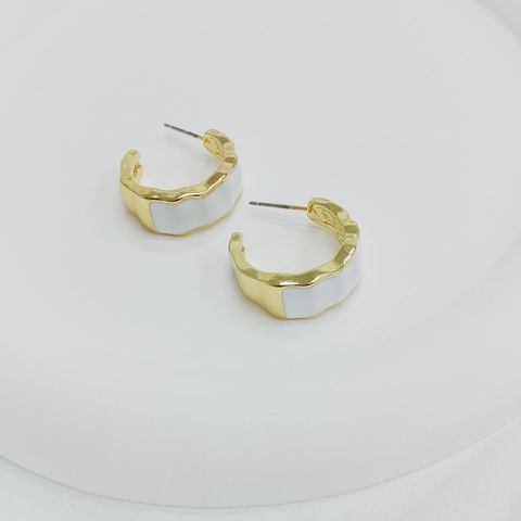 1 Pair Simple Style C Shape Enamel Alloy Ear Studs