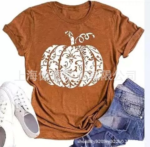 Women's T-shirt Short Sleeve T-shirts Printing Casual Pumpkin