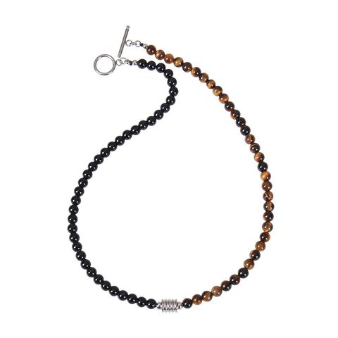 Simple Style Classic Style Round Natural Stone Tiger Eye Obsidian Beaded Handmade Unisex Necklace