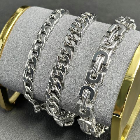 Classic Style Solid Color Metal Plating Gold Plated Men's Bracelets