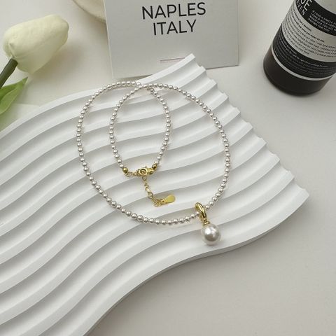 Baroque Style Geometric Artificial Crystal Sterling Silver Plating Artificial Pearls 24k Gold Plated White Gold Plated Necklace Pendant
