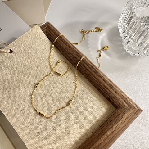 Basic Solid Color Sterling Silver 24k Gold Plated White Gold Plated Necklace In Bulk