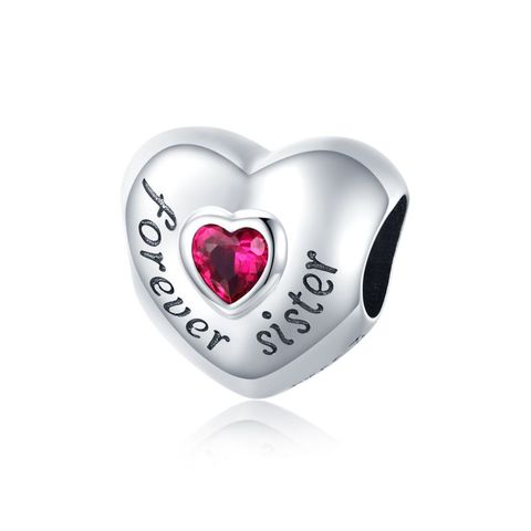 Casual Shiny Heart Shape Sterling Silver Inlay Zircon Jewelry Accessories