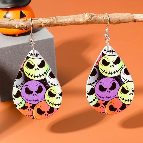 Wholesale Jewelry Funny Skull Arylic Printing Drop Earrings