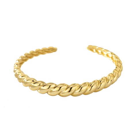 Simple Style Spiral Stripe Copper Plating 18k Gold Plated Cuff Bracelets