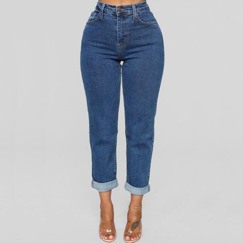 Women's Daily Simple Style Solid Color Ankle-length Washed Jeans