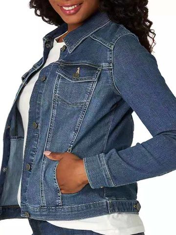 Women's Casual Solid Color Single Breasted Coat Denim Jacket