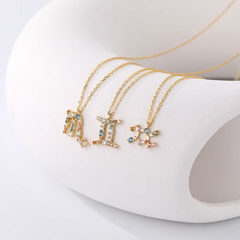 Ig Style Simple Style Constellation Sterling Silver Zircon Pendant Necklace In Bulk