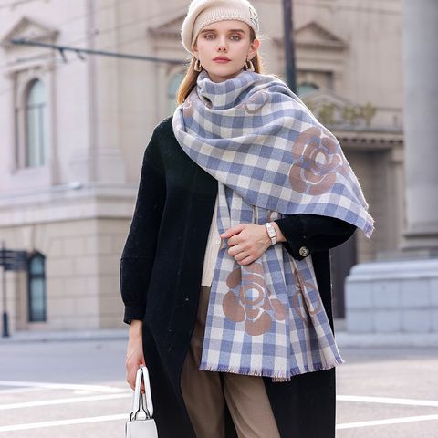 Women's Elegant Basic Streetwear Plaid Imitation Cashmere Scarf
