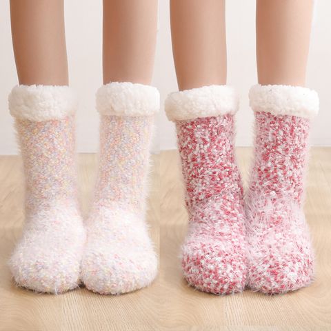 Women's Sweet Solid Color Polyester Crew Socks A Pair
