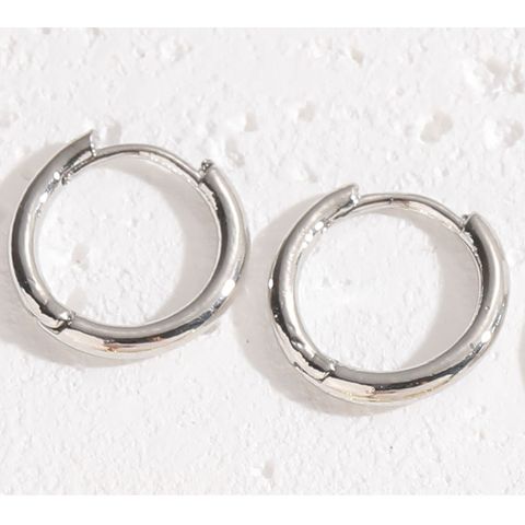 1 Pair Simple Style Commute Round Plating Copper 14k Gold Plated White Gold Plated Hoop Earrings
