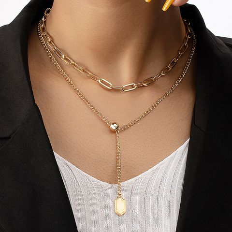 Basic Solid Color Alloy Plating 14k Gold Plated Women's Pendant Necklace