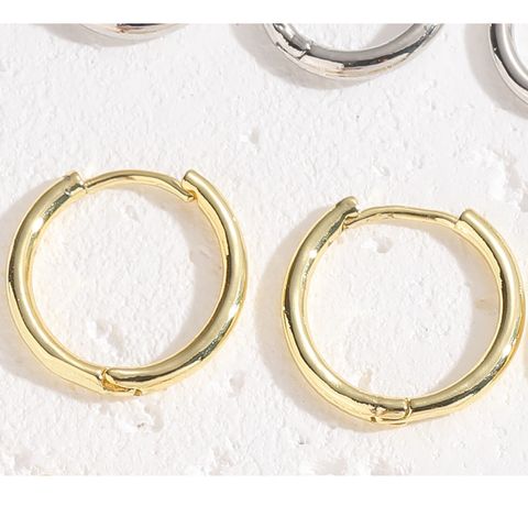 1 Pair Simple Style Commute Round Plating Copper 14k Gold Plated White Gold Plated Hoop Earrings