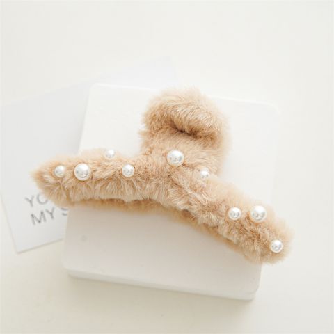 Sweet Pearl Plush Handmade Hair Claws