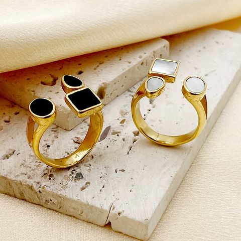 Edelstahl 304 Vergoldet Elegant Vintage-Stil Einfacher Stil Überzug Geometrisch Hülse Offener Ring