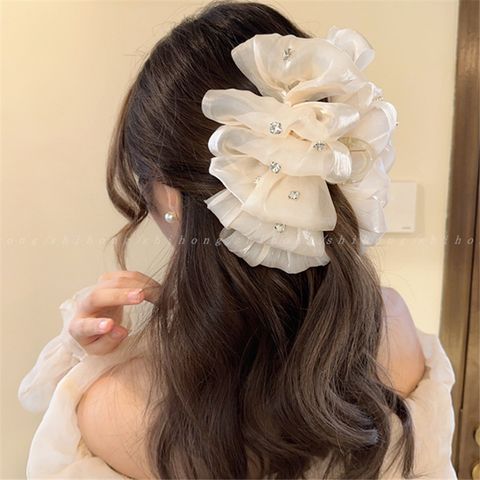 Lady Pearl Cloth Bowknot Hair Claws