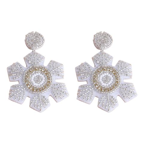 Wholesale Jewelry Ig Style Snowflake Arylic Plastic Fabric Beaded Drop Earrings