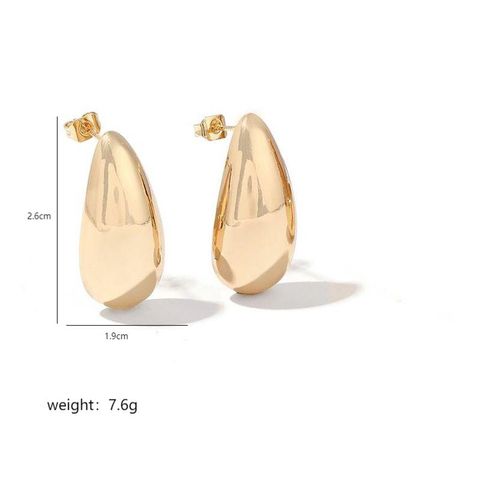 1 Pair Simple Style Water Droplets Polishing Plating Hollow Out Copper 18k Gold Plated Ear Studs