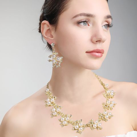 Simple Style U Shape Pearl Imitation Pearl Alloy Wholesale Earrings Necklace
