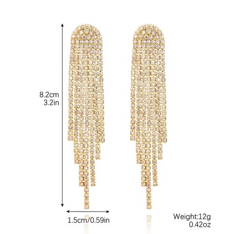 1 Pair Fashion Geometric Zircon Tassel Women's Drop Earrings