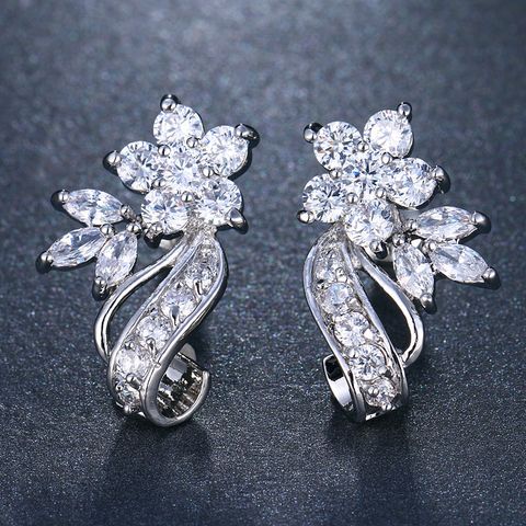 Wholesale Jewelry Simple Style Water Droplets Metal Zircon Inlay Ear Studs