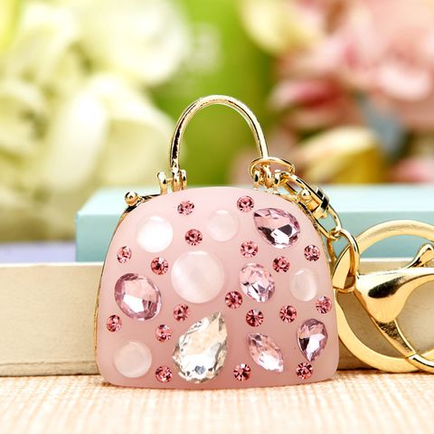 Elegant Lady High Heel Metal Inlay Rhinestones Women's Bag Pendant Keychain