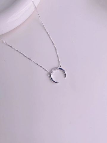 Basic Moon Sterling Silver Plating Pendant Necklace