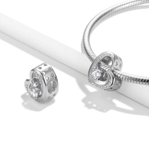 Elegant Basic Heart Shape Sterling Silver Inlay Zircon Jewelry Accessories