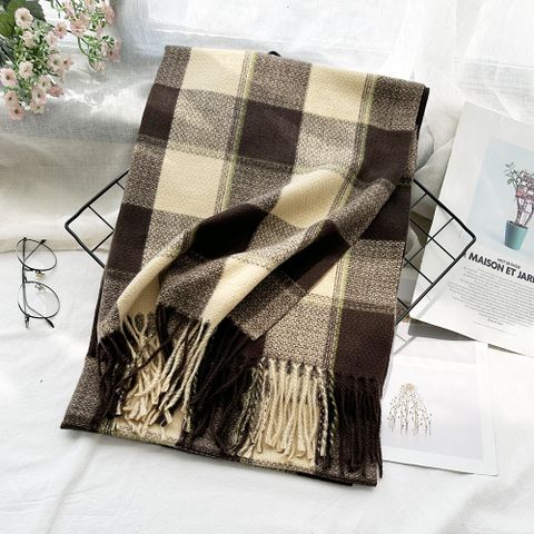 Women's Basic Simple Style Plaid Polyester Scarf