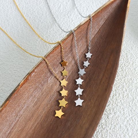 Simple Style Star Titanium Steel Pendant Necklace
