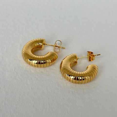 1 Pair Simple Style C Shape Plating Titanium Steel 18k Gold Plated Earrings