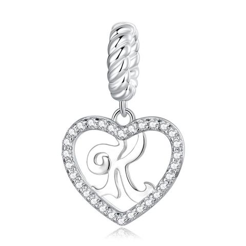 Casual Letter Heart Shape Sterling Silver White Gold Plated Zircon Pendant Necklace In Bulk