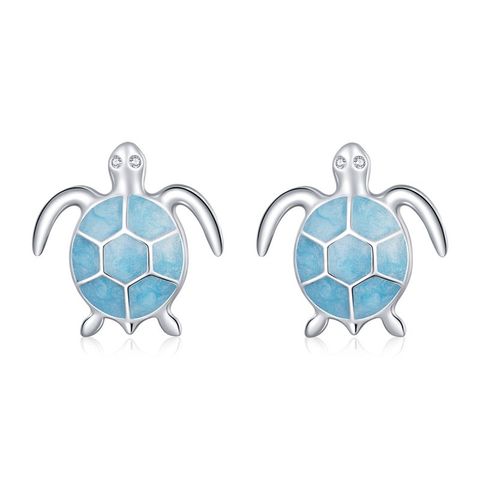 1 Pair Simple Style Tortoise Starfish Inlay Sterling Silver Zircon Ear Studs