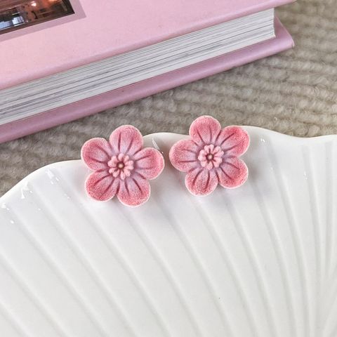 1 Pair Cute Sweet Flower Alloy Ear Studs